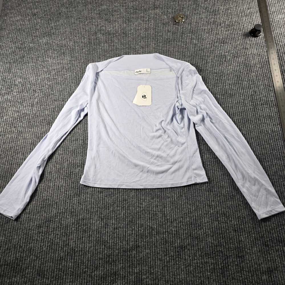 Elodie Womens Light Blue Long Sleeve Boat Neck Jersey Top NWT Size Large